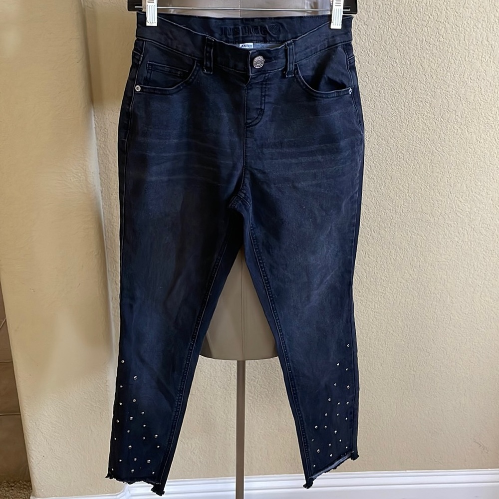 Justice Stretch Studded Black Jean